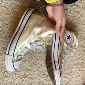 Gold metallic converse hi tops